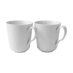 Royal Copenhagen Hvid Riflet Krus - 2 Stk.