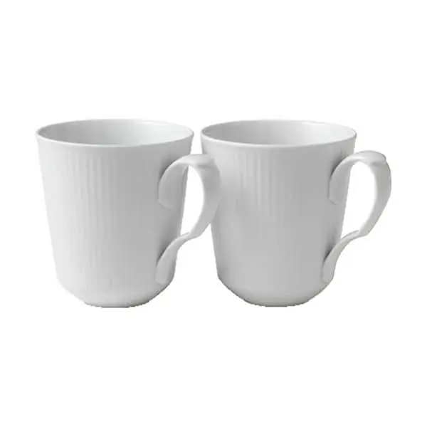 Royal Copenhagen Hvid Riflet Krus - 2 Stk. 3 Royal Copenhagen Hvid Riflet Krus - 2 Stk.