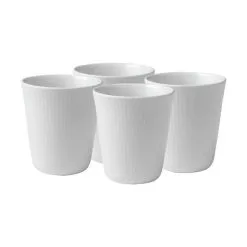 Royal Copenhagen Hvid Riflet Termokopper - 4 Stk.