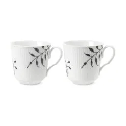 Royal Copenhagen Sort Mega Riflet Krus - 2 Stk.